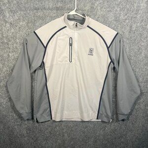 FootJoy Jacket Men's L White Gray 1/2-Zip Golf Windshirt Long Sleeve Pullover